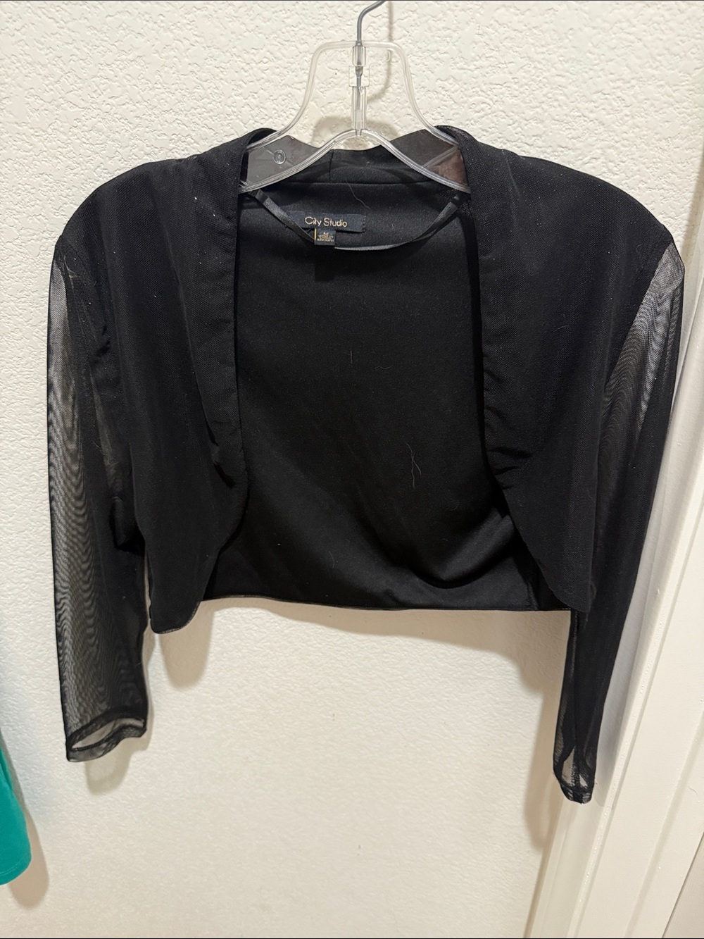 City Studio Black Mesh Sleeve Cropped Bolero